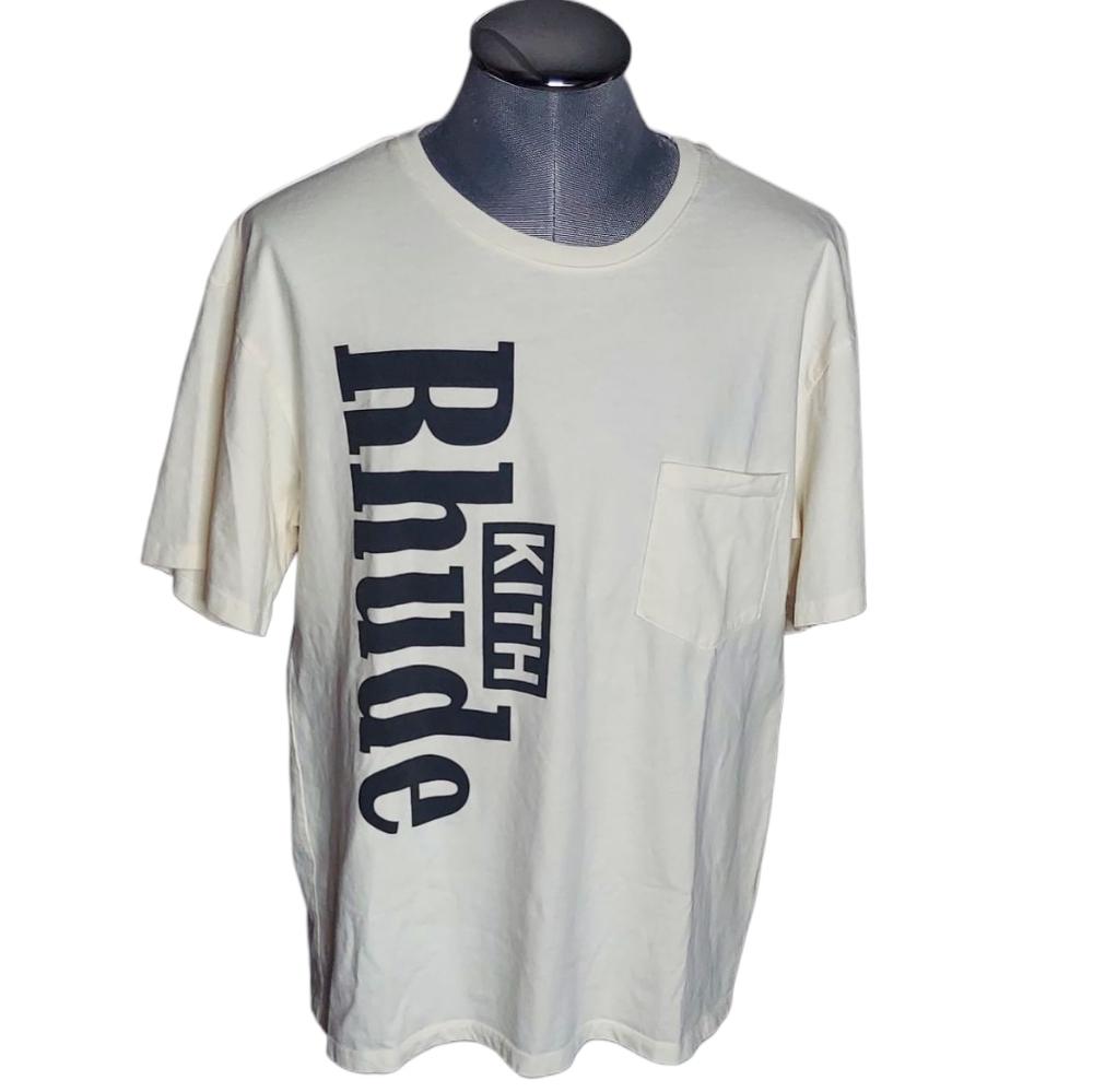 RHUDE X KITH | Oversized Pocket Tee | Cream | Big Logo | Collab | Sample | SS19